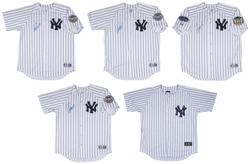 Lot of (5) Alex Rodriguez Signed New York Yankees Jerseys (PSA/DNA & Beckett PreCert) (Red Cross Hurricane Relief Lot) 
